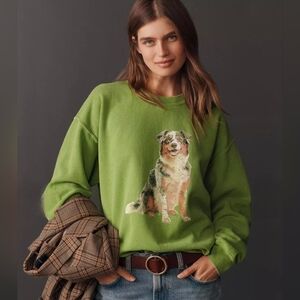 NWT Anthropologie Australian Shepherd Pullover SweatshirT. Size S. Retails $88